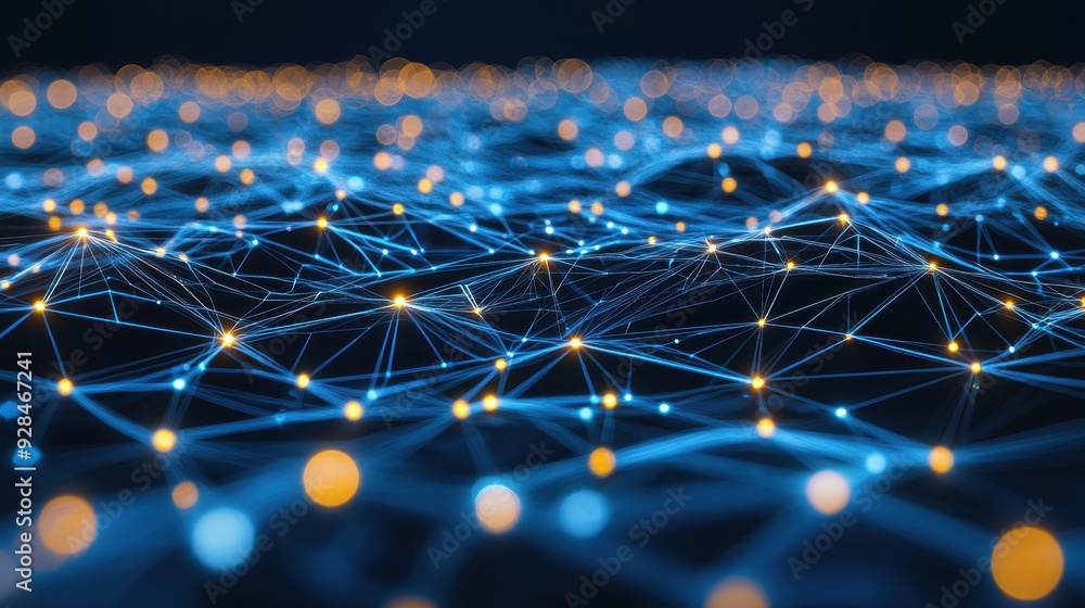 Aufkleber detailed digital network with vibrant data streams and futuristic elements, ample