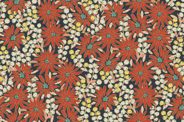 Cute hand drawn feminine watercolor seamless pattern with wildflowers.