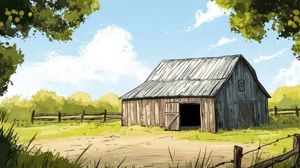 Obraz premium The rustic barn details create a charmingly quiet and relaxing atmosphere.