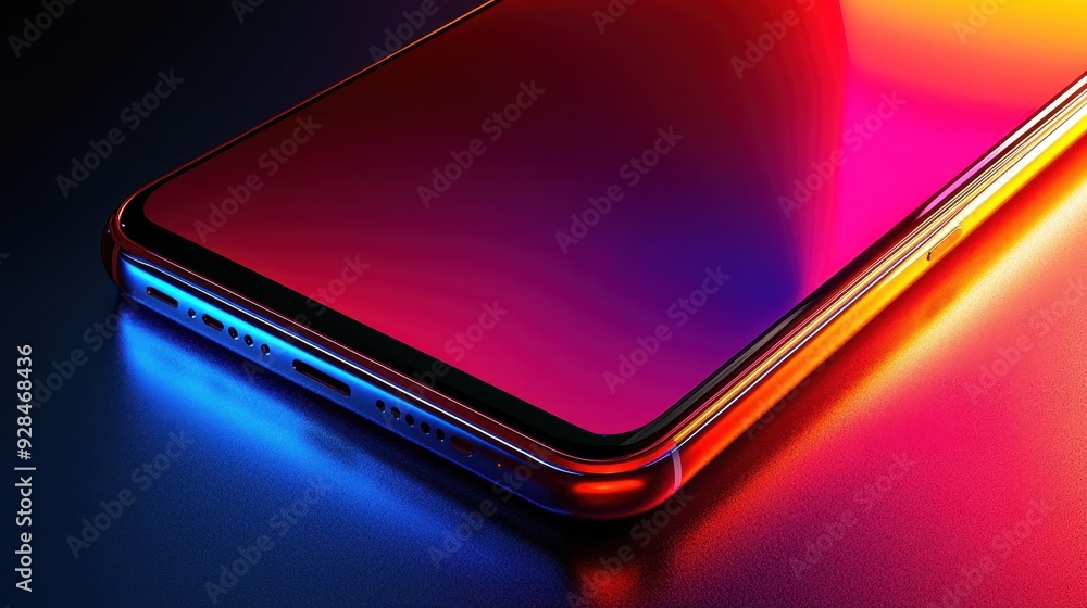Aufkleber detailed view of a next-gen smart device with advanced features and bright colors
