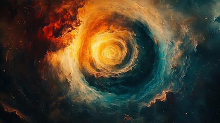 Swirling cosmic vortex in vibrant hues captured in deep space