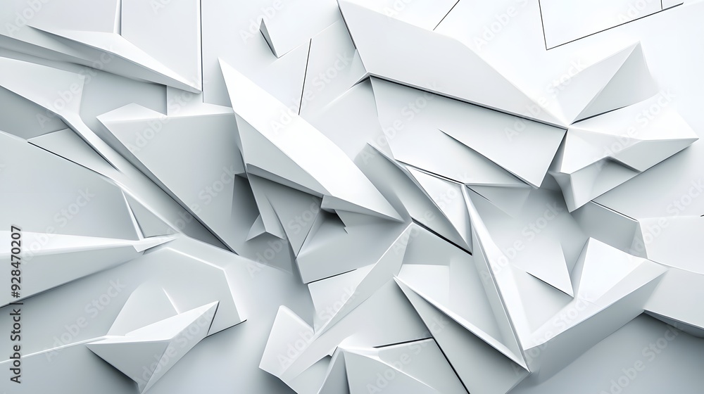 Poster 17. futuristic 3d wall art with a series of sleek, angular shapes creating a dynamic, abstract patte