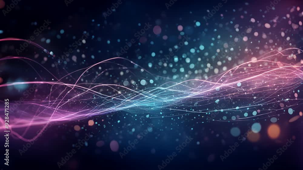 Poster Abstract background with glowing lines and bokeh effect