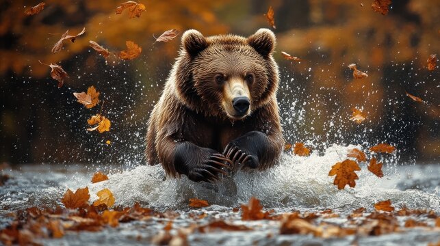 Brown Bear Emerging from Water