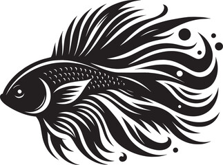 Big Fish Silhouette isolated on white background Minimalist fish vector shape