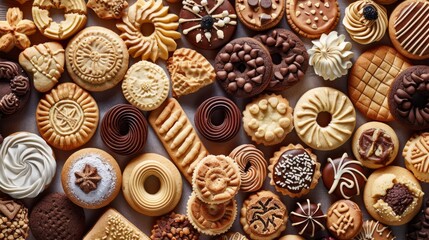 Fototapeta premium Assorted Cookie, Closeup. Sweet background