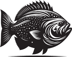 Fototapeta premium Big Fish Silhouette isolated on white background Minimalist fish vector shape