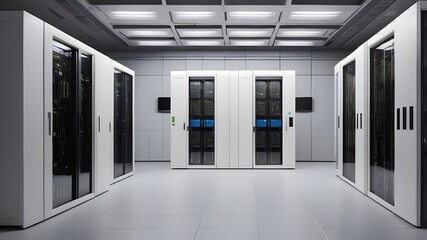 Within the building is the server room. AI generative.