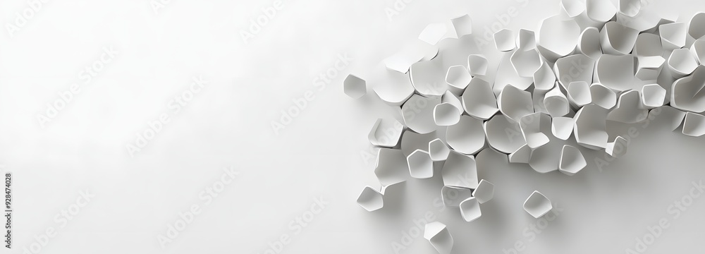 Poster 100. abstract 3d composition with interconnected shapes and subtle shadows forming a modern geometri