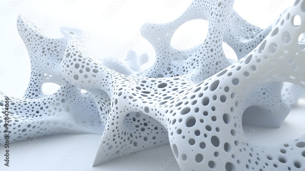 Poster 17. a complex arrangement of abstract 3d shapes forming an intricate geometric network against white
