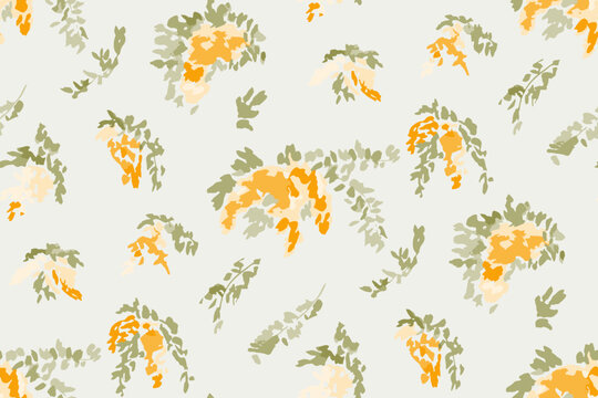 Cute hand drawn feminine watercolor seamless pattern with wildflowers.