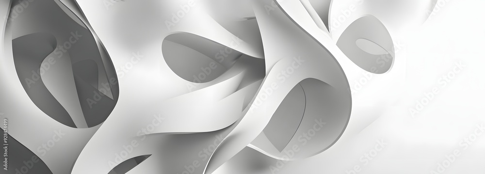 Poster 100. abstract 3d composition with interconnected shapes and subtle shadows forming a modern geometri