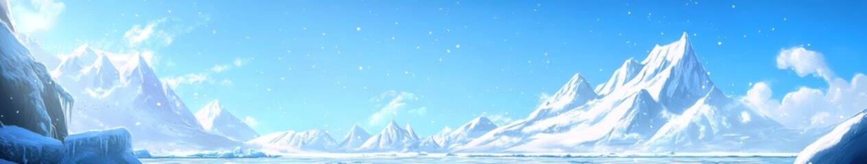 Enchanted anime-style Winter with Polar Bears and Icebergs: A Festive Christmas and New Year 2025 Holiday Marketing Poster Perfect for Travel Inspiration,Anime-Style,illustration,Picture BooksFor Post