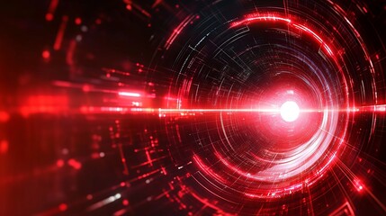 Fototapeta premium Futuristic red light painting on an abstract background, simulating a time tunnel with a sense of advanced technology and motion.