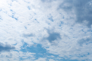 Blue Sky with White Clouds, Sunny Cloudy Sky Texture Background, Fluffy Clouds Pattern, Sunny Cumulus