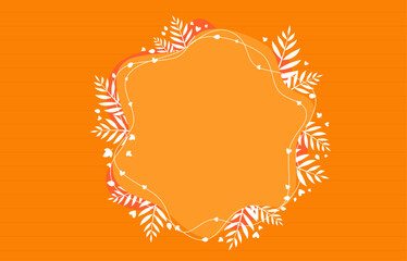 nice orange frame sticker banner with autumn leaves abstract shape