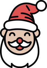 A cartoonish drawing of Santa Claus with a red hat and white beard