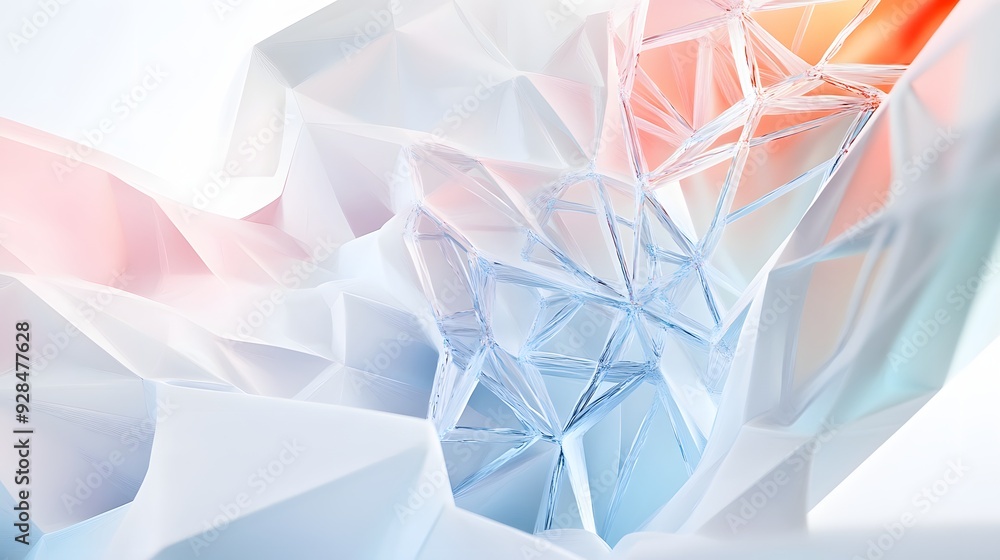 Poster 9. abstract 3d design featuring interconnected prisms and smooth gradients, isolated on a white back