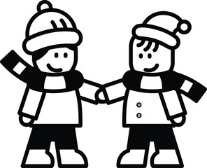 Two children are holding hands and smiling