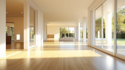 Obraz premium An open-concept living area in a pastel yellow house