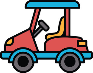 A black and white drawing of a golf cart