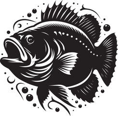 Big Fish Silhouette isolated on white background Minimalist fish vector shape