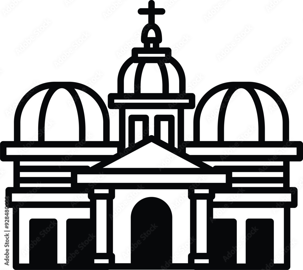 Poster a large building with a dome on top and a cross on top of it