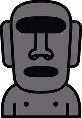 Ancient Moai statues in line drawing style