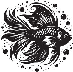 Big Fish Silhouette isolated on white background Minimalist fish vector shape