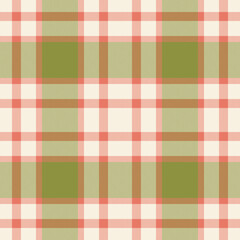 Plaid seamless pattern in green. Check fabric texture. Vector textile print.