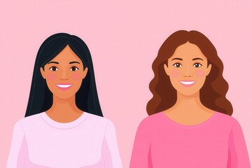 Community-run breast cancer awareness fundraiser with health resources and support, flat design illustration