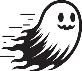 spooky haunted house ghosts, dead tree, lanterns and pumpkins halloween night black and white silhouette vector line art flat design background image illustrations