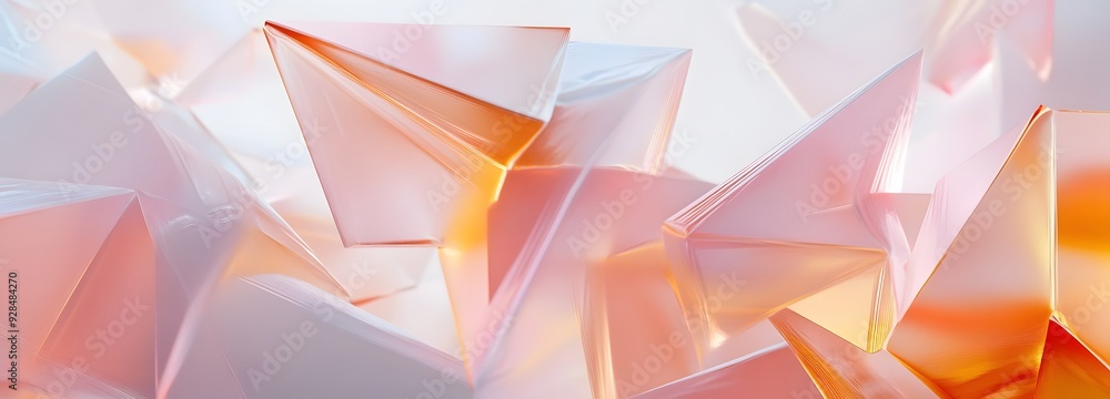 Poster 91. geometric forms with translucent finishes and sharp angles arranged in an abstract 3d design aga