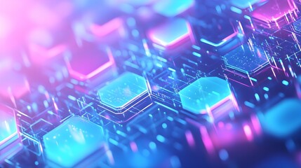 Abstract Neon Hexagon Background - Futuristic Tech Design