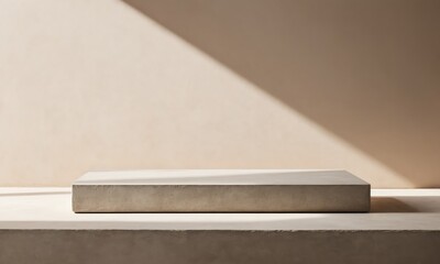 Concrete podium with sunlight casting shadows