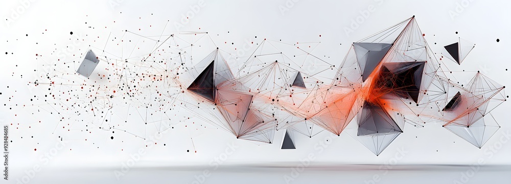 Poster 92. futuristic 3d wall art showcasing floating prisms and interconnected shapes forming a dynamic ge