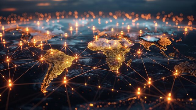 A global network of people and technological connections, representing the world's interconnectedness in digital marketing