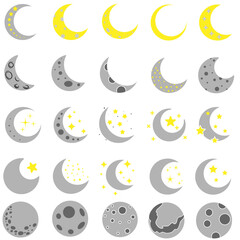 Moon icon vector. Celestial Moon illustration sign. Retro Moon symbol or logo.