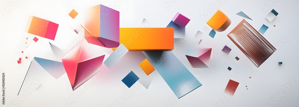 Aufkleber 85. dynamic 3d wall art with floating shapes and sleek gradients forming a modern geometric design a