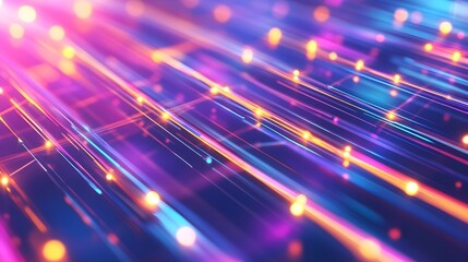 Abstract Neon Lights Background, Colorful Glowing Lines