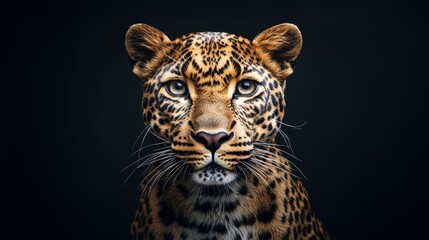 Fototapeta premium Close-up Portrait of a Leopard with Intriguing Eyes.