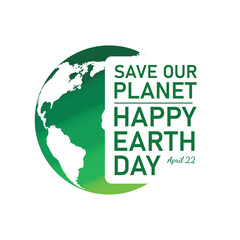 Vector illustration of Earth day concept. 3d eco friendly Earth day banner for social media and website. Save the Earth concept. Happy Earth Day, 22 April.