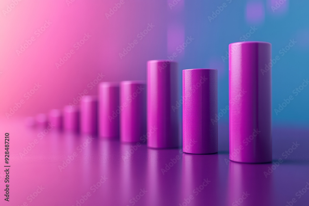 Poster A bar graph, isolated on a pastel lavender background, symbolizing data representation in statistics,