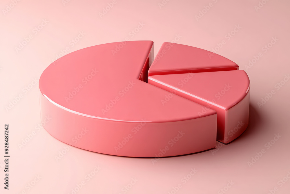 Aufkleber a pie chart, isolated on a pastel peach background, representing the division of data in statistics,