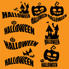 The halloween logo for stamp of sticker Bundle set.