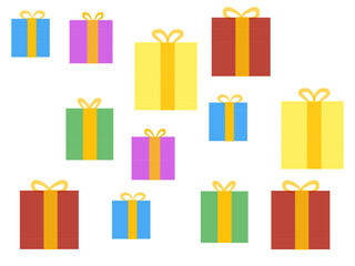 Colorful Gift boxes isolated on white background.