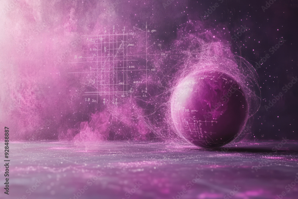 Aufkleber a mathematical equation, isolated on a pastel lavender background, representing logical reasoning an
