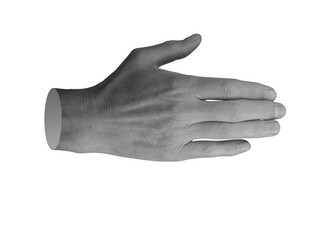 Hand stretching, fingers and knuckles, isolated on white background.