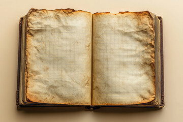 A notebook with scribbled notes, isolated on a pastel cream background, symbolizing the raw process of thought and ideation,