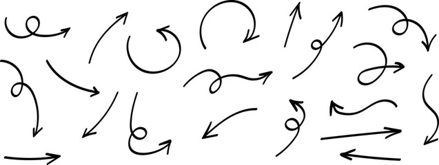 Handwritten set of arrows in vector. Vector illustration